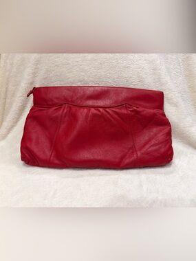 Source Unknown Red Leather Clutch